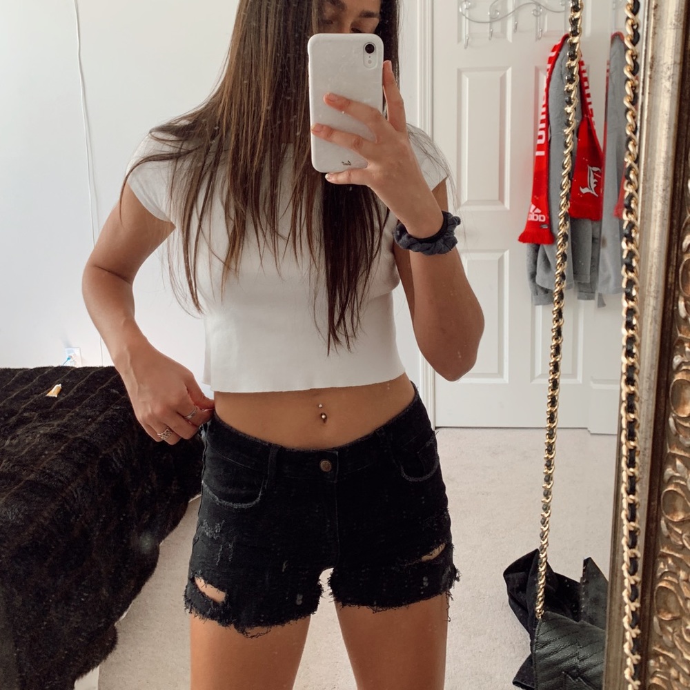 Zara Black Denim Cutoff Shorts